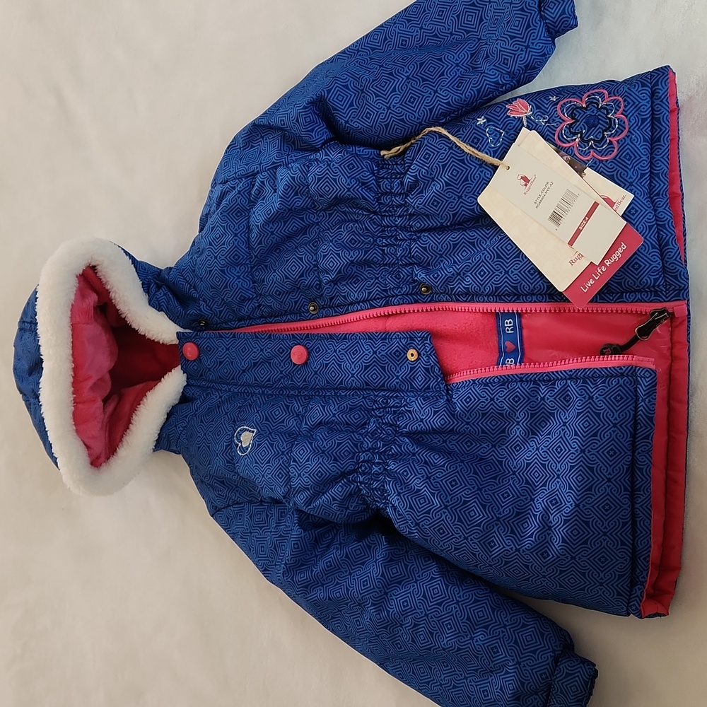 NWT Rugged Bear Toddler Girls Hooded Rain Jacket 4T